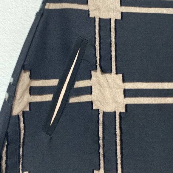 Tibi Black Tan Checkered A-Line Skirt Cotton Silk Blend Size 2 - Picture 3 of 9